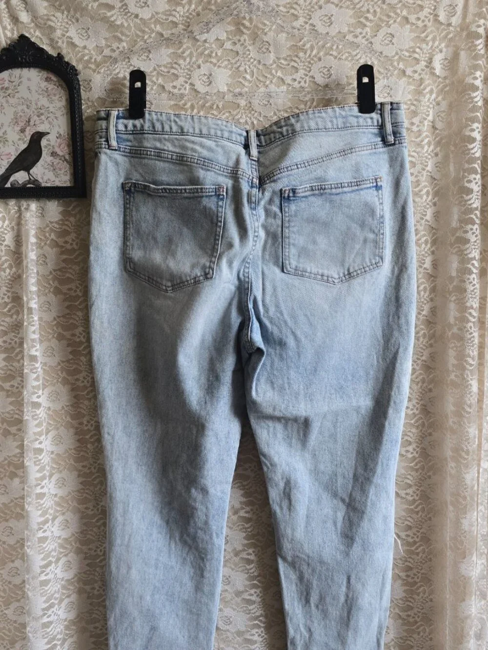 Light Washed High Rise Mom Jean - Distressed - ripped - alt - grunge - boho